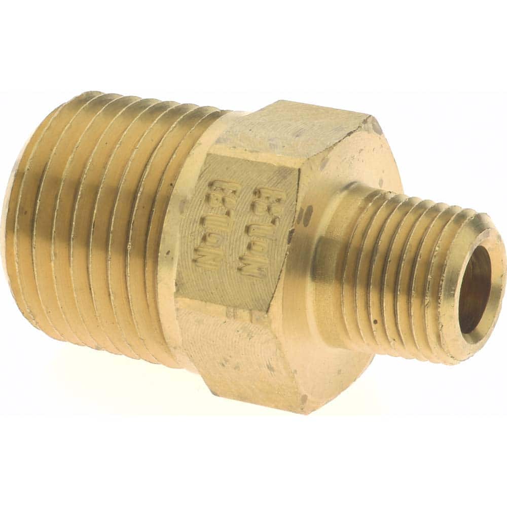 Eaton - 3/8 x 1/8 Male Thread, Brass Industrial Pipe Hex Nipple - Apex Tool & Supply