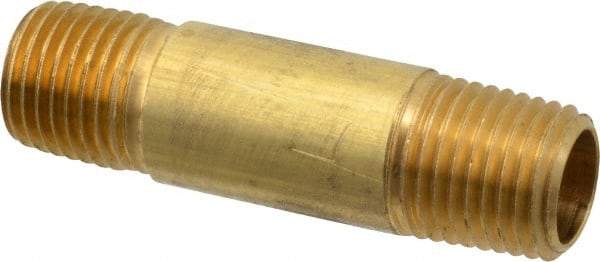 Eaton - 1/4 Male Thread, Brass Industrial Pipe Long Nipple - MNPTF, 1,200 psi - Apex Tool & Supply