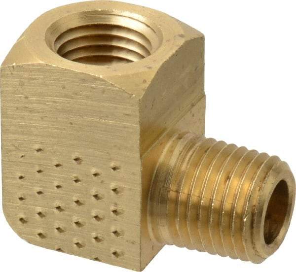 Eaton - 1/4 Male Thread x 1/4 Female Thread, Brass Industrial Pipe 90° Street Elbow - MNPTF x FNPTF, 1,200 psi - Apex Tool & Supply