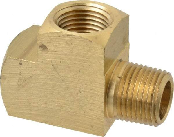 Eaton - 1/2 Male Thread x 1/2 Female Thread, Brass Industrial Pipe Street Tee - MNPTF x FNPTF, 1,200 psi - Apex Tool & Supply