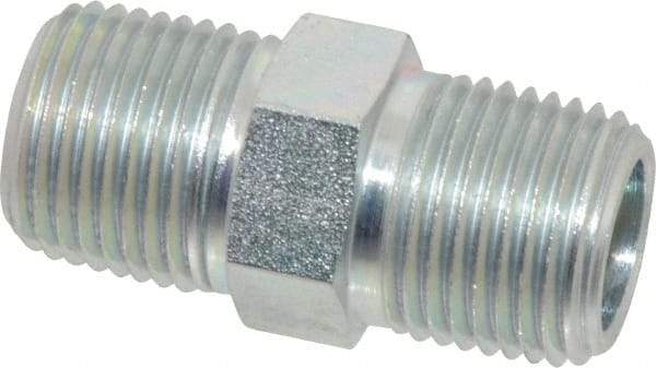 Eaton - 1/2 Male Thread, Steel Industrial Pipe Hex Nipple - MNPT, 6,000 psi - Apex Tool & Supply