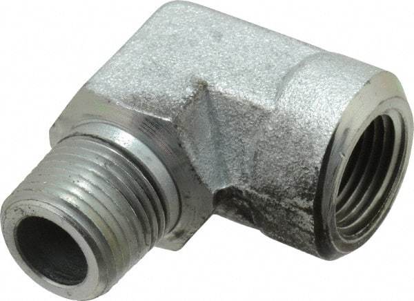 Eaton - 3/8 Male Thread x 3/8 Female Thread, Steel Industrial Pipe 90° Street Elbow - MNPT x FNPT, 5,000 psi - Apex Tool & Supply