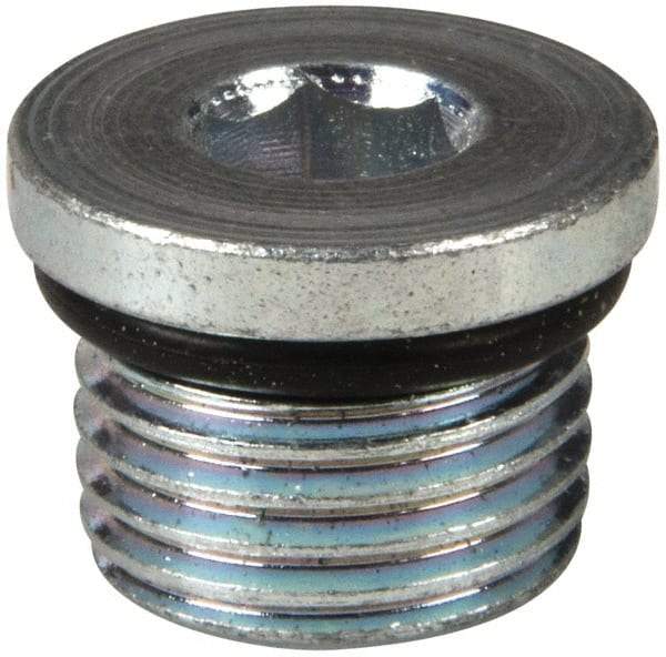 Eaton - 3/8 Male Thread, Steel Industrial Pipe Hex Socket Plug - Male Straight Thread O-Ring, 6,000 psi - Apex Tool & Supply