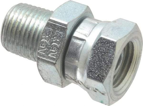 Eaton - 1/8-27 Male Thread x 1/8-27 Female Thread, Steel Industrial Pipe Adapter - MNPT x FNPSM, 2,500 psi - Apex Tool & Supply