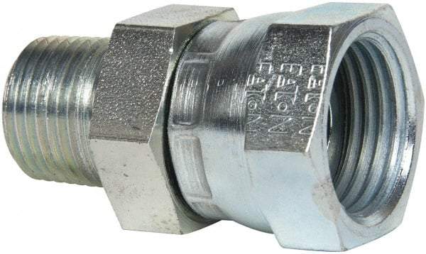 Eaton - 3/8-18 Male Thread x 1/2-14 Female Thread, Steel Industrial Pipe Adapter - MNPT x FNPSM, 2,500 psi - Apex Tool & Supply