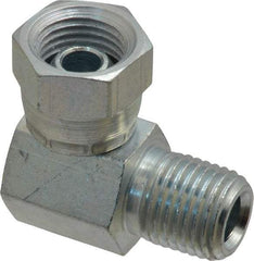 Weatherhead - 1/4-18 Male Thread x 1/4-18 Female Thread, Steel Industrial Pipe 90° Elbow Adapter - FNPSM x MNPT, 2,500 psi - Apex Tool & Supply