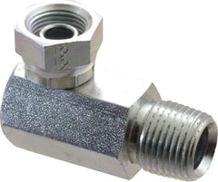 Weatherhead - 1/2-14 Male Thread x 3/8-18 Female Thread, Steel Industrial Pipe 90° Elbow Adapter - FNPSM x MNPT, 2,500 psi - Apex Tool & Supply