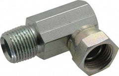 Weatherhead - 1/2-14 Male Thread x 1/2-14 Female Thread, Steel Industrial Pipe 90° Elbow Adapter - FNPSM x MNPT, 2,500 psi - Apex Tool & Supply