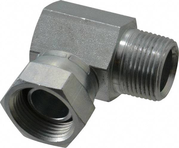 Weatherhead - 3/4-14 Male Thread x 3/4-14 Female Thread, Steel Industrial Pipe 90° Elbow Adapter - FNPSM x MNPT, 2,500 psi - Apex Tool & Supply