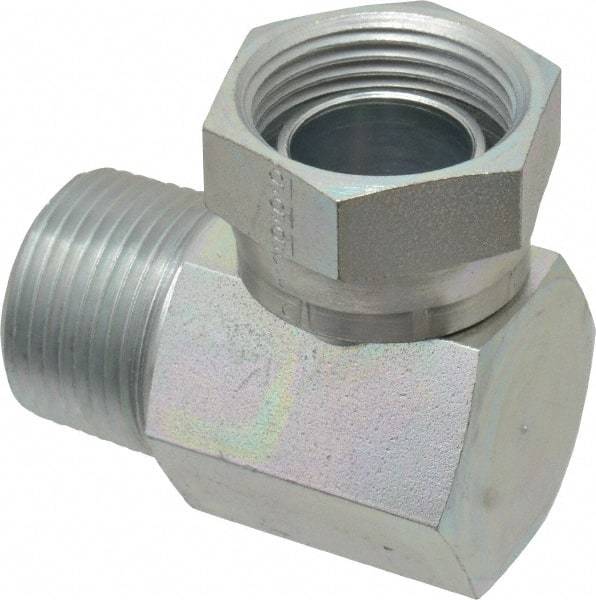Weatherhead - 1 - 11-1/2 Male Thread x 1 - 11-1/2 Female Thread, Steel Industrial Pipe 90° Elbow Adapter - FNPSM x MNPT, 2,500 psi - Apex Tool & Supply