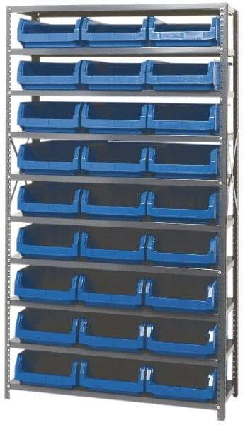 Quantum Storage - 4,275 Lb Capacity, 18" Deep x 42" Wide x 75" High, Steel Pick Rack - 27 Black Polyethylene Bins - Apex Tool & Supply