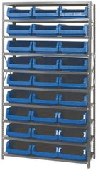 Quantum Storage - 4,275 Lb Capacity, 18" Deep x 42" Wide x 75" High, Steel Pick Rack - 27 Black Polyethylene Bins - Apex Tool & Supply