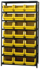 Quantum Storage - 3,325 Lb Capacity, 18" Deep x 42" Wide x 75" High, Steel Pick Rack - 21 Black Polyethylene Bins - Apex Tool & Supply