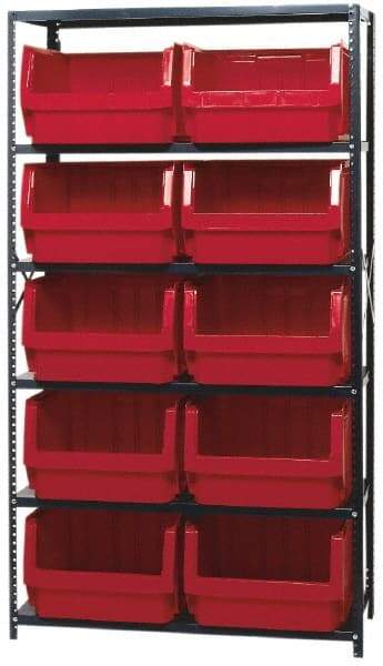 Quantum Storage - 2,375 Lb Capacity, 18" Deep x 42" Wide x 75" High, Steel Pick Rack - 10 Black Polyethylene Bins - Apex Tool & Supply