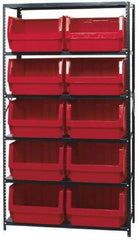 Quantum Storage - 2,375 Lb Capacity, 18" Deep x 42" Wide x 75" High, Steel Pick Rack - 10 Black Polyethylene Bins - Apex Tool & Supply