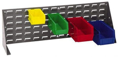 Quantum Storage - 24 Bin Bench Rack Unit with Bins - 27 Inch Overall Width x 8 Inch Overall Depth x 21 Inch Overall Height, Yellow Polypropylene / Polyethylene Bins - Apex Tool & Supply