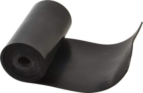 Made in USA - 1/16" Thick x 4" Wide x 5' Long Black Buna-N Rubber Roll - Stock Length, Plain Back, 50 Shore A Durometer, 2,500 psi Tensile Strength, -20°F to 170°F - Apex Tool & Supply