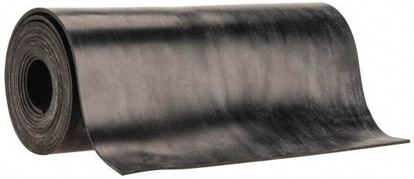 Made in USA - 1/16" Thick x 6" Wide x 5' Long Black Buna-N Rubber Roll - Stock Length, Plain Back, 50 Shore A Durometer, 2,500 psi Tensile Strength, -20°F to 170°F - Apex Tool & Supply