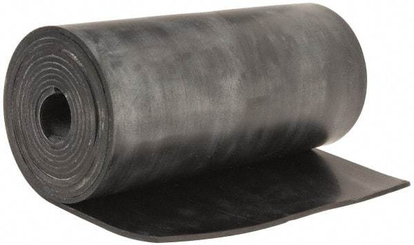 Made in USA - 3/32" Thick x 6" Wide x 5' Long Black Buna-N Rubber Roll - Stock Length, Plain Back, 50 Shore A Durometer, 2,500 psi Tensile Strength, -20°F to 170°F - Apex Tool & Supply