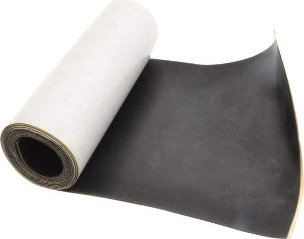 Made in USA - 1/32" Thick x 6" Wide x 60" Long, Adhesive Backed Buna-N Rubber Strip - Stock Length, 50 Shore A Durometer, 2,500 psi Tensile Strength, -20 to 170°F, Black - Apex Tool & Supply