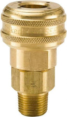 Parker - 3/8-18 Male NPTF Industrial Pneumatic Hose Coupler - Brass, 3/8" Body Diam - Apex Tool & Supply