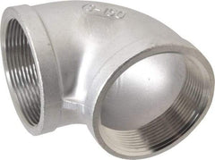 Merit Brass - 3" Grade 304 Stainless Steel Pipe 90° Elbow - FNPT x FNPT End Connections, 150 psi - Apex Tool & Supply