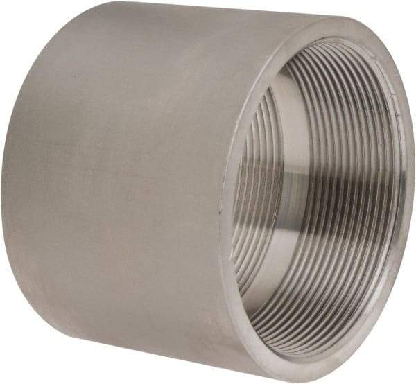 Merit Brass - 4" Grade 304 Stainless Steel Pipe Coupling - FNPT x FNPT End Connections, 150 psi - Apex Tool & Supply