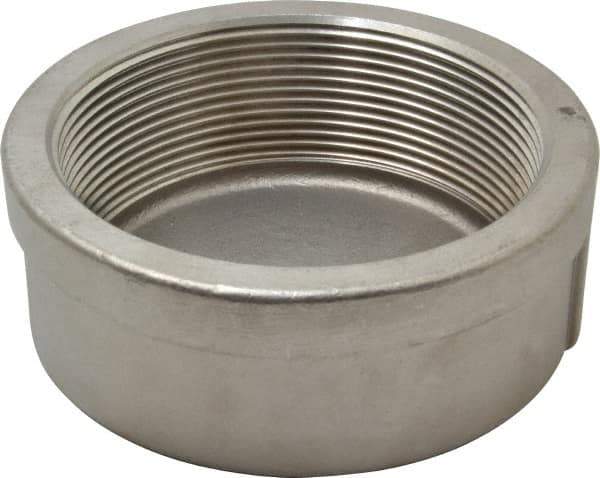 Merit Brass - 4" Grade 304 Stainless Steel Pipe End Cap - FNPT End Connections, 150 psi - Apex Tool & Supply