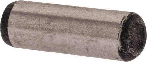 Value Collection - 1/8" Diam x 3/8" Pin Length Alloy Steel Oversized Dowel Pin - C 50-58 Hardness, 3,200 Lb Breaking Strength, 1 Beveled & 1 Rounded End - Apex Tool & Supply