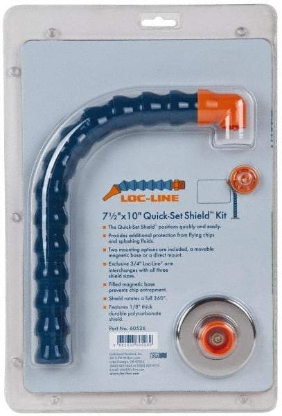 Loc-Line - Polycarbonate Flat Base & Shield - 7-1/2" Wide x 10" Long x 1/8" Thick, 14" Arm Reach, Magnetic/Bracket Base, For General Purpose Use - Apex Tool & Supply