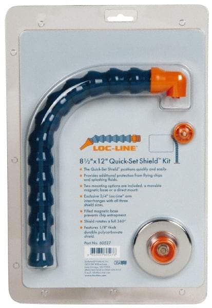 Loc-Line - Polycarbonate Flat Base & Shield - 8-1/2" Wide x 12" Long x 1/8" Thick, 14" Arm Reach, Magnetic/Bracket Base, For General Purpose Use - Apex Tool & Supply