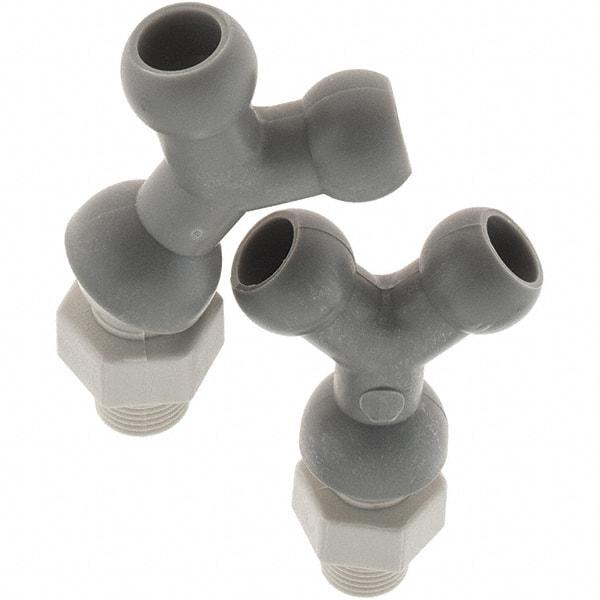 Cedarberg - 1/4" Hose Inside Diam, NPT Thread, Coolant Hose Y-Fitting - 1/8" Thread, Male to Male, for Use with Snap Together Hose System, 2 Pieces - Apex Tool & Supply