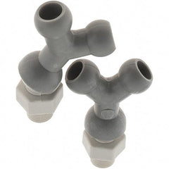 Cedarberg - 1/4" Hose Inside Diam, NPT Thread, Coolant Hose Y-Fitting - 1/8" Thread, Male to Male, for Use with Snap Together Hose System, 2 Pieces - Apex Tool & Supply