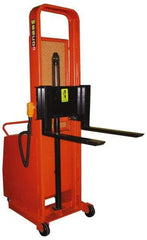 Wesco Industrial Products - 1,000 Lb Capacity, 64" Lift Height, Battery Operated Counter Weight Lift - 1" Lowered Height, 13" Load Center, 25" Fork Length, 27" Overall Width - Apex Tool & Supply