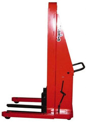 Presto Lifts - 2,000 Lb Capacity, 86" Lift Height, Battery Operated Straddle Stacker - 2-1/2" Lowered Height, 20" Load Center, 30" Fork Length, 32" Overall Width - Apex Tool & Supply