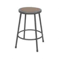 NPS - 24 Inch High, Stationary Fixed Height Stool - Hardboard Seat, Gray and Brown - Apex Tool & Supply