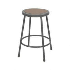 NPS - 24 Inch High, Stationary Fixed Height Stool - Hardboard Seat, Gray and Brown - Apex Tool & Supply