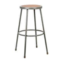 NPS - 30 Inch High, Stationary Fixed Height Stool - Hardboard Seat, Gray and Brown - Apex Tool & Supply