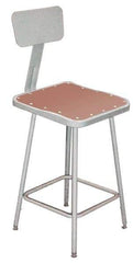 NPS - 24 to 32 Inch High, Stationary Adjustable Height Stool - Hardboard Seat, Gray - Apex Tool & Supply