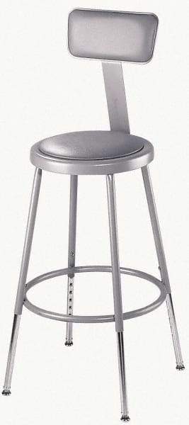 NPS - 24 to 32" High, Adjustable Height Stool - Vinyl Seat, Gray - Apex Tool & Supply
