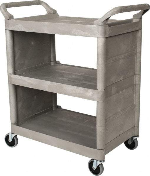 Rubbermaid - 300 Lb Capacity, 31" Wide x 18" Long x 37-1/2" High Service Cart - 3 Shelf, Plastic - Apex Tool & Supply