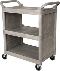 Rubbermaid - 300 Lb Capacity, 31" Wide x 18" Long x 37-1/2" High Service Cart - 3 Shelf, Plastic - Apex Tool & Supply