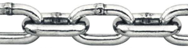 Pewag - 1/8" Welded Stainless Steel Chain - 410 Lb Capacity, Grade 30, Cut to Length, Stainless Steel, Bright Finish - Apex Tool & Supply