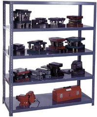 Edsal - 5 Shelf Starter Channel Reinforced Open Steel Shelving - 15,000 Lb Capacity, 48" Wide x 72" High x 24" Deep, Gray - Apex Tool & Supply