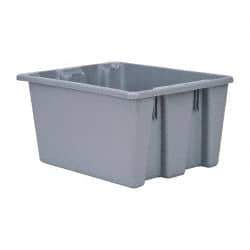 Rubbermaid - 1.3 Cu Ft, 100 Lb Load Capacity Gray Polyethylene Tote Container - Stacking, Nesting, 19-1/2" Long x 15-1/2" Wide x 10" High - Apex Tool & Supply