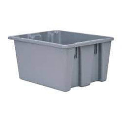 Rubbermaid - 1.3 Cu Ft, 100 Lb Load Capacity Gray Polyethylene Tote Container - Stacking, Nesting, 19-1/2" Long x 15-1/2" Wide x 10" High - Apex Tool & Supply