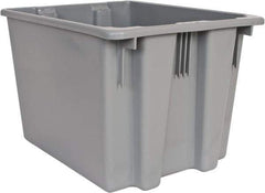 Rubbermaid - 1.6 Cu Ft, Gray Polyethylene Tote Container - Stacking, Nesting, 19-1/2" Long x 15-1/2" Wide x 13" High - Apex Tool & Supply