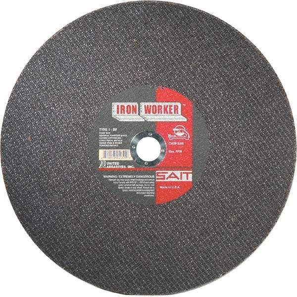 Sait - 16" Aluminum Oxide Cutoff Wheel - 3/32" Thick, 1" Arbor, 3,700 Max RPM, Use with Chop Saws - Apex Tool & Supply