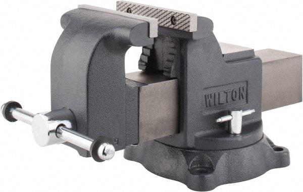 Wilton - 6" Jaw Width x 6" Jaw Opening Capacity, 3-1/2" Throat Depth, Bench & Pipe Combination Vise - 5/8 to 2-1/2" Pipe Capacity, Swivel Base, Bolt Down Attachment, Ductile Iron - Apex Tool & Supply