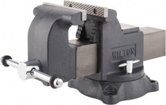 Wilton - 6" Jaw Width x 6" Jaw Opening Capacity, 3-1/2" Throat Depth, Bench & Pipe Combination Vise - 5/8 to 2-1/2" Pipe Capacity, Swivel Base, Bolt Down Attachment, Ductile Iron - Apex Tool & Supply